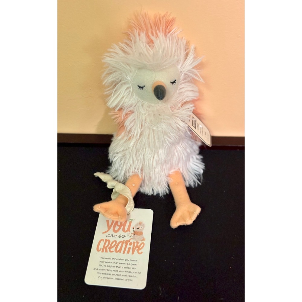 Hallmark Moptops Flamingo Plush White Peach You Are So Creative Bird 11" NWT
